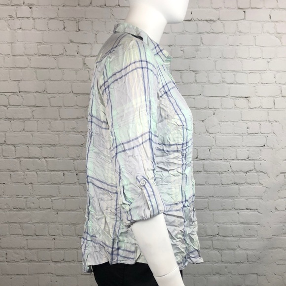 0X 1X 2X 3X Style & Co Mint Plaid Utility Shirt - Picture 4 of 6
